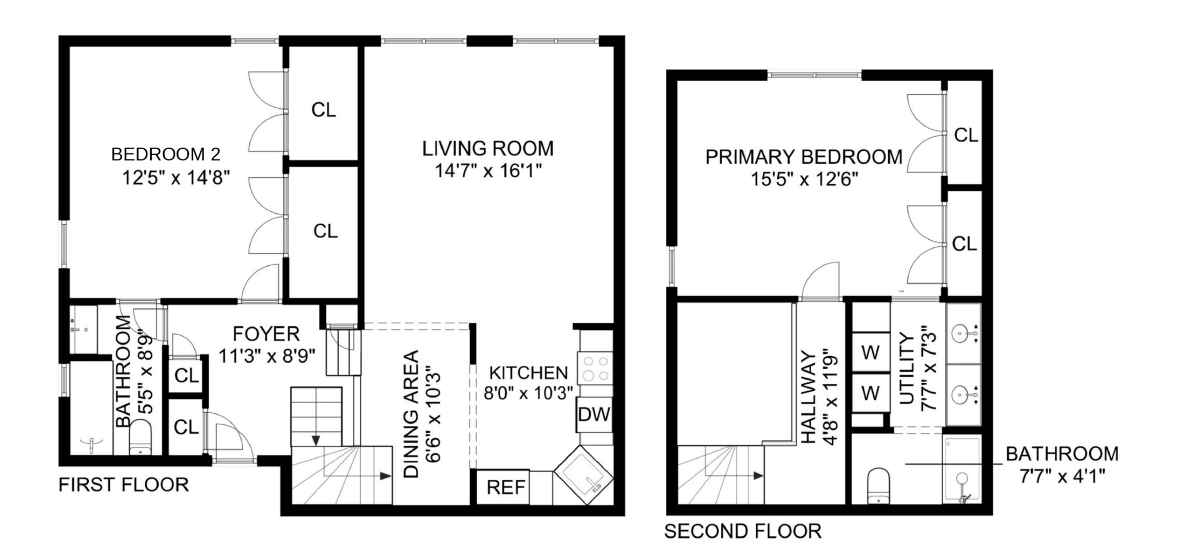 First and second floor plan of 361 Claremont Avenue, Unit 3, Montclair, NJ